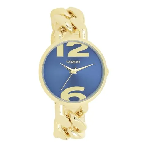 Oozoo Armbanduhr gold Metall Timepieces Damen Analog-Quarzuhr UOC11351 - Armbanduhren: Stilvolle Damen Analog-Quarzuhr mit goldfarbenem Metallarmband und blauem Zifferblatt – ein modisches Statement für jeden Anlass!