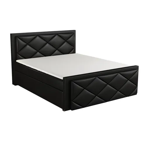 Boxspringbett SAXI mit Bettkasten und Topper - Stilvolles Boxspringbett in Schwarz mit gepolstertem Kopfteil, zwei Bettkästen und Komfortschaum-Topper für optimalen Schlafkomfort. Made in Germany.