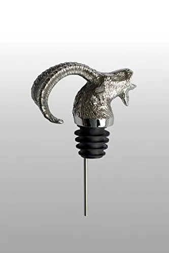 Flaschenausgießer Steinbock aus Edelstahl - Hochwertiger Edelstahl Flaschenausgießer, handgefertigt, ideal für stilvolles Servieren von Getränken.