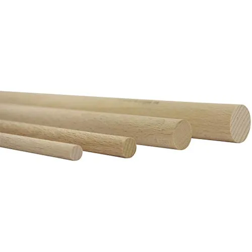 vasalat Holzstäbe glatt zum Basteln 100cm x 3/4/5/6mm Buche Natur Inhalt 20 Stück