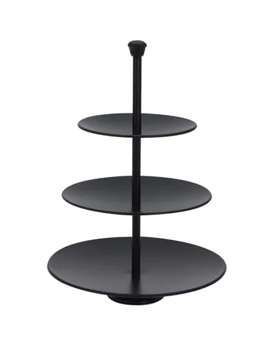 Spetebo Metall Etagere schwarz 3-stöckig - 36 x 25 cm - Edelstahl Deko Servierplatte mit 3 Etagen - Etagenständer Dessert Snack Obst Muffin Ständer