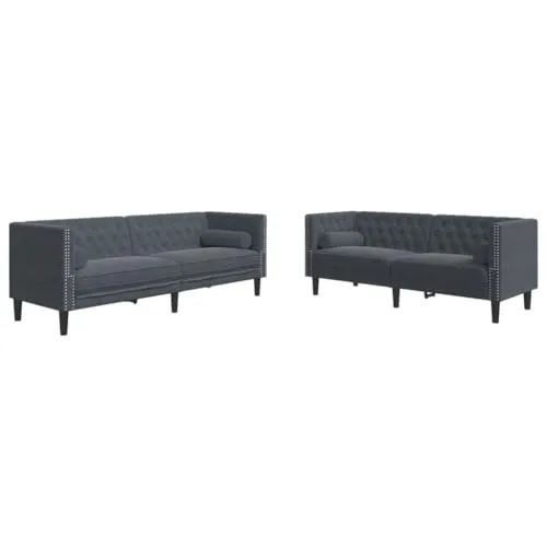 vidaXL 2-tlg. Chesterfield-Sofa-Set Dunkelgrau Samt