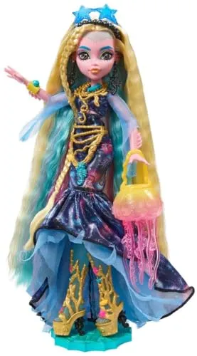 Monster High Fantastische Lagoona-Puppe mit ihrem lockigen Haar und ihren beängstigenden stilvollen Accessoires für Mädchen ab 4 Jahren