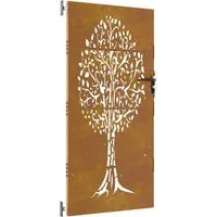 vidaXL Gartentor mit Bambus-Design, abschließbar - Flügeltor aus wetterfestem Cortenstahl mit einzigartigem lasergeschnittenem Design, ideal für Garten und Terrasse, wartungsfrei und langlebig.