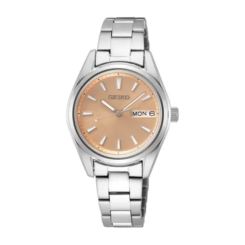 Seiko Damen-Uhr Quarz Edelstahl SUR351P1, Silber - Armbanduhr für Damen mit kratzfestem Saphirglas und umweltfreundlicher Leuchtbeschichtung für optimale Ablesbarkeit im Dunkeln. Anpassbares Edelstahlband für maximalen Tragekomfort.