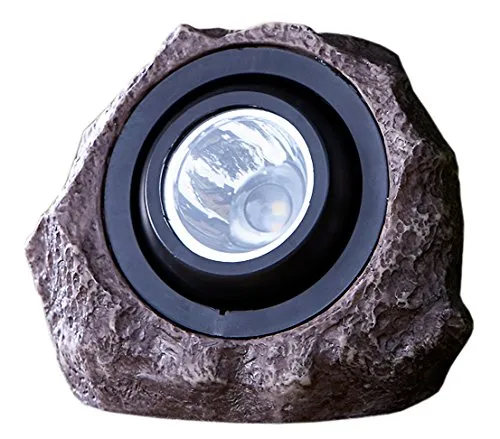 Dehner Premium Solarstein Pedra, Lichtfarbe kaltweiß, ca. 20 x 16.5 cm, Polyresin, braun/schwarz