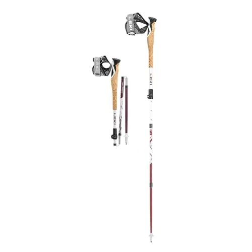 Leki Cross Trail FX Superlite Compact White-Ferra-Black - Wanderstöcke für Speed Hiking, extrem leicht mit ergonomischem Cross Shark Griff und Packmaß von nur 42 cm – ideal für sportliche Bergtouren!