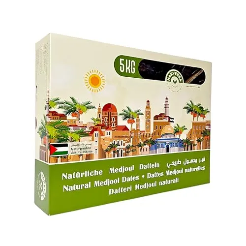 Datteln Medjool 5KG Premium | Medjool Datteln 5kg | Natürlich & Ohne Konservierungsstoffe | Frisch & Vegan | Reich an Fruchtfleisch | Königsdatteln mit Stein | Neue Ernte 2025