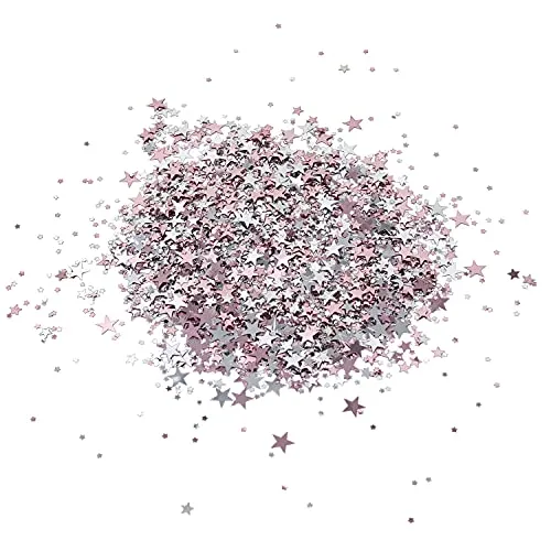 Oblique Unique® Konfetti Sterne Silber Rosé ca. 300 Stk. Stern Streu Deko Tischdeko Streuteile für Geburtstag Silvester Party