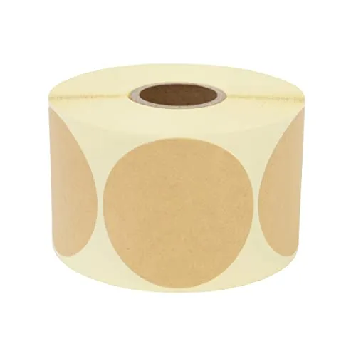 Prolac Markierungspunkte – 500 Stück Bunte Klebepunkte auf Rolle, 50x50 mm - Kraftpapier Braun, Glue Dots, Selbstklebende, Runde Aufkleber perfekt für Kennzeichnung im Büro, Sticker rund