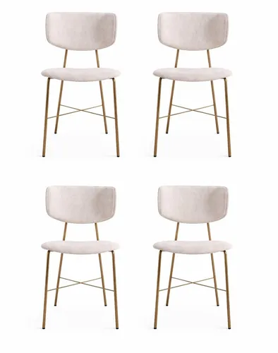 Set von 4 modernen Samtstühlen mit goldenen Metallbeinen - Elegante Esszimmerstühle im modernen Design, ideal für stilvolle Einrichtungen. Mit gepolstertem Samtbezug und robustem Metallgestell für langanhaltenden Komfort und Stil.