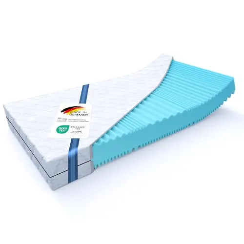 MSS e.K. Aqua Deluxe - 7 Zonen Wellness Kaltschaummatratze 180x200 cm - Hochwertige Wendematratze mit 2 Härtegraden (H4 & H5) für individuelle Schlafbedürfnisse. 7 Zonen sorgen für optimale Unterstützung und Entlastung des Körpers, ideal für alle Liegepositionen.