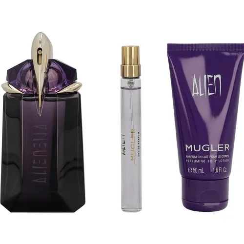 Thierry Mugler Alien Eau de Parfum Set, 60 ml - Parfüm-Geschenkset mit Eau de Parfum, Körperlotion und Miniatur. Erleben Sie den geheimnisvollen Duft von Alien, der Leidenschaft und Sinnlichkeit verkörpert.