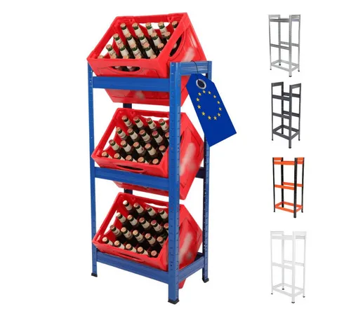 Modo24 Kastenständer HELIOS Metall Getränkekistenregal - Regale für 2 oder 3 Kisten, stabil und freistehend, erhältlich in 5 Farben, ideal zur optimalen Aufbewahrung Ihrer Getränkekisten.