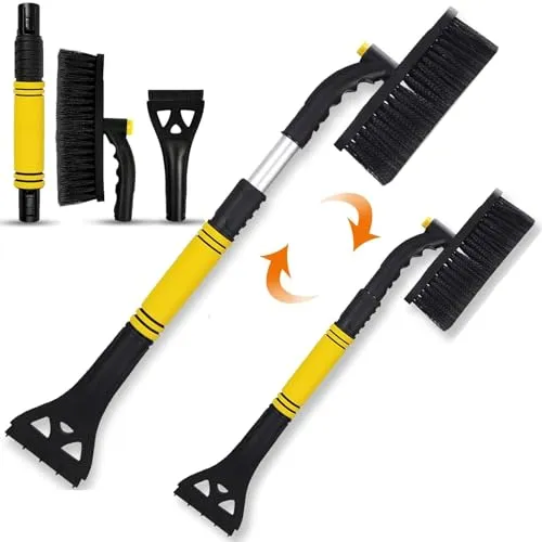 Tuofang Auto Eiskratzer, 3 in 1 Eiskratzer Auto mit Besen, 64-80cm Auto Eiskratzer mit Eisbrecher Funktion, für PKW, LKW und SUV