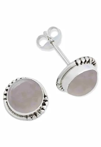 Ohrstecker 925 Silber Rosenquarz rosa Stein Edelstein Ohrringe echt Silber Damen Sterling Silber Stecker Geschenk(MOS-066-07)