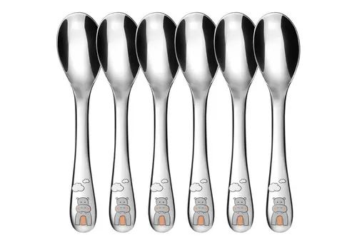 GRÄWE Kinderbesteck Kleine Kinderlöffel, 6-teilig, Edelstahl, Flusspferd