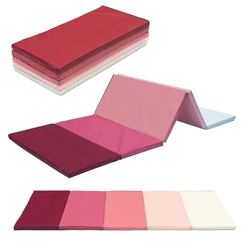 Klappbare Turnmatte, ca. 185 x 76 x 3,2 cm, tragbar, faltbar, Weichbodenmatte, Gymnastikmatte, Fitnessmatte, Yogamatte, Spielmatte für Kinderzimmer und zuhause (pink)