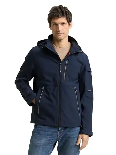 TOM TAILOR Winterjacke mit Kapuze - Wasserdichte Softshell Jacke mit praktischen Taschen für Handy, Schlüssel und mehr. Ideal für kalte Tage und vielseitig einsetzbar.