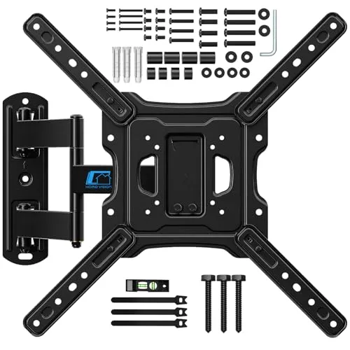 HOME VISION TV Wandhalterung, Schwenkbare Neigbare TV Halterung für 26-55 Zoll Bildschirme bis zu 40kg，Extra Langer Arm Flach Fernseher/Curved Monitor Halterung Wand,Max VESA 400x400mm