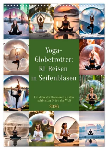 Yoga-Globetrotter: KI-Reisen in Seifenblasen 2026 - Wandkalender DIN A3 mit zauberhaften Yogaimpressionen an den schönsten Orten der Welt. Perfekt für Reisefans und Yoga-Liebhaber!