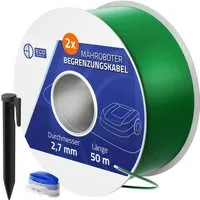 ECD Germany Mähroboter Begrenzungskabel 100m - Zubehör für Gartengeräte – 100 Meter robustes und witterungsbeständiges Begrenzungskabel für Mähroboter, ideal für große Gärten bis 300 m² mit einfacher Installation dank 24 Kabelverbindungsklemmen und 400 Erdhaken.