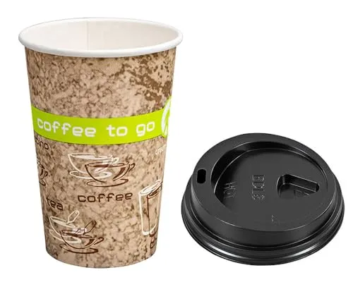 Produktbild VEPATIM 100 Kaffeebecher Coffee ToGo COFFEE DREAMS mit Deckel schwarz 10oz. 250 ml
