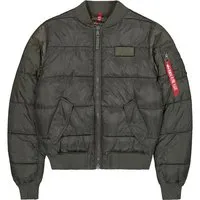 Alpha Industries MA-1 Puffer Bomberjacke für Herren in Dark Olive - Funktionsjacke mit Regular Fit, ausgestattet mit Alpha Logo Velcro Patch und praktischen Taschen für optimalen Komfort und Stil.