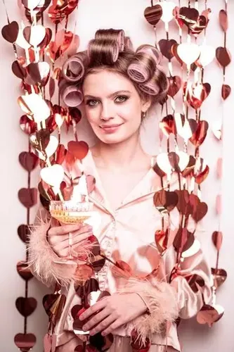 Kurtyna Serca różowe złoto 100x245cm PartyDeco 5904555017214