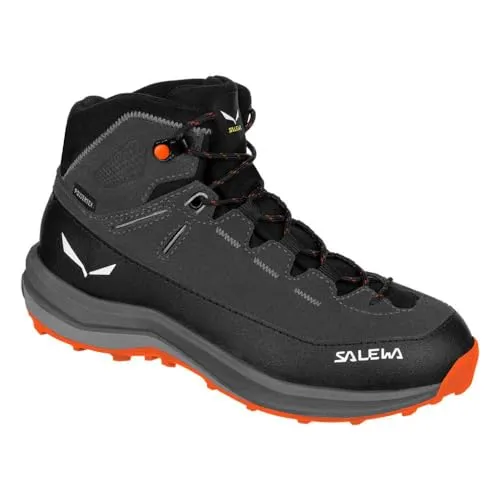 Salewa Mountain Trainer 2 Powertex Mid Wanderstiefel Kinder - Schwarz, Größe 28 - Wanderschuhe für Kinder mit Veloursleder-Obermaterial und Powertex-Membran, bieten optimalen Wetterschutz und sind leicht und robust für jedes Abenteuer.