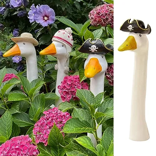 OF Gänsehals Gartenstecker Gans - Höhe 35 bis 38 cm groß - Deko Gartenfiguren für außen (Pirat), 35 cm, OF13209