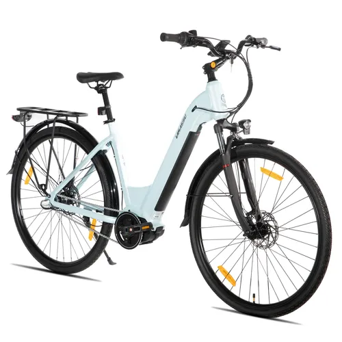 HILAND E-Bike 28 Zoll Trekkingrad mit Gepäckträger und Mittelmotor