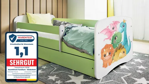 Raumhirsch Furniture Kinderbett Dino, Grün, 80x160 cm in grün von Raumhirsch Furniture