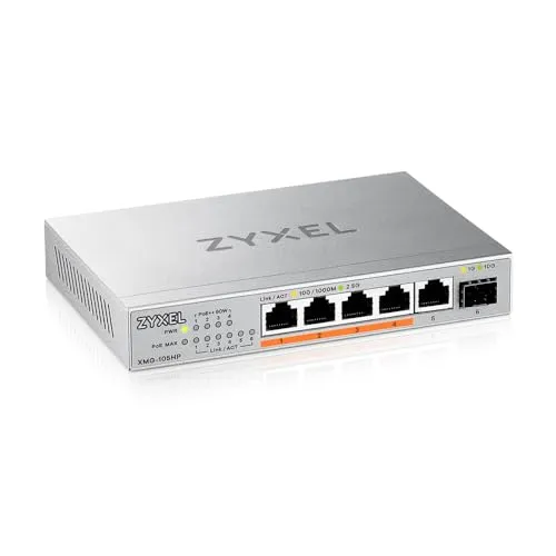 XMG-105 5 Ports 2 5G + 1 SFP+ 4 ports 70W total PoE++ Desktop MultiGig unmanaged Switch