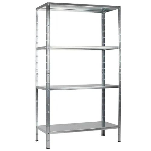 SCHULTE Regalwelt Steckregal mit 4 PowerMAX Fachböden - Lagerregal mit 65 kg Tragkraft pro Fachboden, ideal für Werkstatt, Garage und Keller – einfach und werkzeuglos aufzubauen, vielseitig einsetzbar!