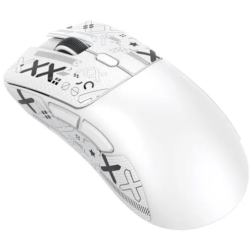 ATTACK SHARK R1 59g Superlight Maus mit Klebeband, PixArt PAW3311 Gaming-Sensor, BT/2,4G kabellose/kabelgebundene Gaming-Maus, 6 einstellbare DPI bis zu 18000, 65 Stunden Akku (weiß)