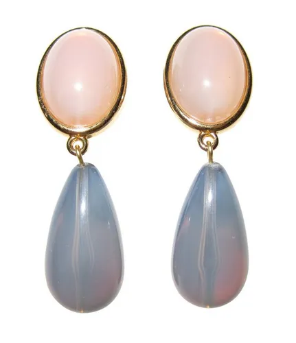 Mugello Paar Ohrclips Viola Clips rosenquarz-mondstein klassisch stilvoll chic, made in Germany Designer JustWin, Statementohrringe