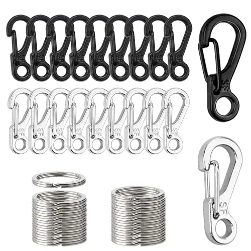 YEYIT 40 Stück Karabiner Schlüsselanhänger Karabinerhaken Klein Carabiner Clip Mini Karabiner Set Schlüsselanhänger Haken Kletterhaken Für Klettern Wandern Outdoor-Reisen Etc.
