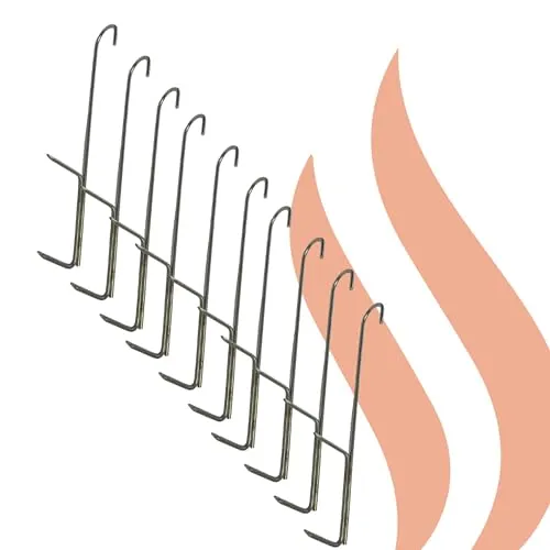 Jaeger Räuchereiprodukte | 10x Räucherhaken Comfort aus Edelstahl | 3 mm stark | für Fisch & Fleisch | Forelle, Lachs, Makrele UVM. | bis 5 kg Tragkraft | rostfrei & spülmaschinengeeignet