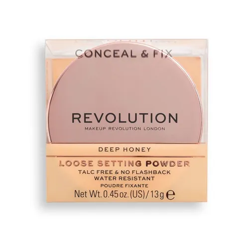 Makeup Revolution Conceal & Fix, Vegan, Loose Powder, Deep Honey, 13 g