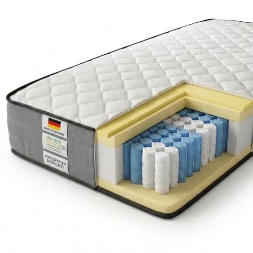 KNERST Taschenfederkernmatratze 90x200 cm mit Komfortschaum - Hochwertige Taschenfederkernmatratze mit Komfortschaum-Polsterung für optimalen Schlafkomfort. Ideal für verschiedene Schlafpositionen, umweltbewusst verpackt und platzsparend gerollt.