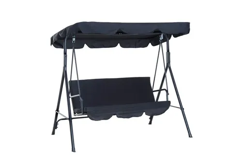 Outsunny Hollywoodschaukel Schwarz - Entspannen im Garten - Hollywoodschaukel aus robustem Stahl mit einer maximalen Belastbarkeit von 200 kg. Ideal für entspannte Stunden im Freien und perfekt für den Garten oder die Terrasse.