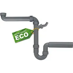 KIRCHHOFF ECO SAVE Raumspar Siphon Küchenspüle, Abfluss für Spüle Küche aus recyceltem Kunststoff, Ablaufgarnitur mit Maschinenanschluss