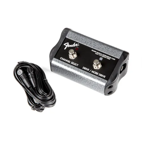 Fender 2-Button 3-Function Footswitch - Fußschalter für Fender Verstärker, ermöglicht Kanalwechsel und Gain-Modusumschaltung mit robustem Gehäuse und Status-LEDs für optimale Kontrolle.