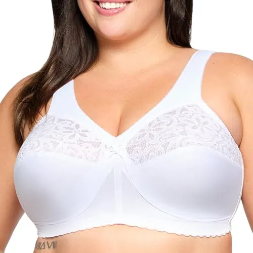 Glamorise Damen 1001 Full Coverage Bra - Weiß, 95E - Funktionsunterwäsche mit gepolstertem Brustband für optimalen Halt und Form. Das besonders weiche Baumwollmaterial und die extrabreiten Träger sorgen für höchsten Tragekomfort.