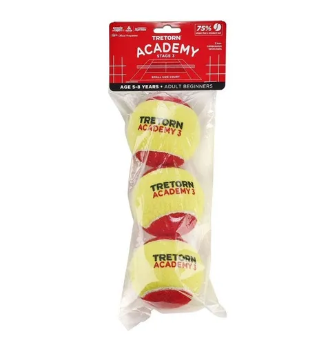 Tretorn Methodikbälle Stage 3 Academy Red Felt rot/gelb 3er Beutel