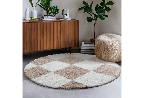 Novel Hochflorteppich Milano, Weiß-Beige, rund - Teppiche, Hochflorteppiche & Shaggys – Dieser schmutzabweisende Hochflorteppich ist pflegeleicht, für Hausstauballergiker geeignet und ideal für Räume mit Fußbodenheizung.