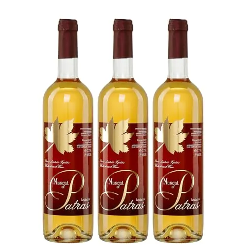 Muskat aus Patras 3x 0,75l Loukatos Likörwein weiß | 15% Vol. | + 20ml Jassas Olivenöl
