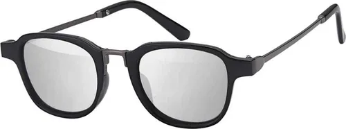 Gil Sonnen Brille Designer Piloten Herren Sonnenbrille mit Kunstoffrahmen 30417 Silber Schwarz