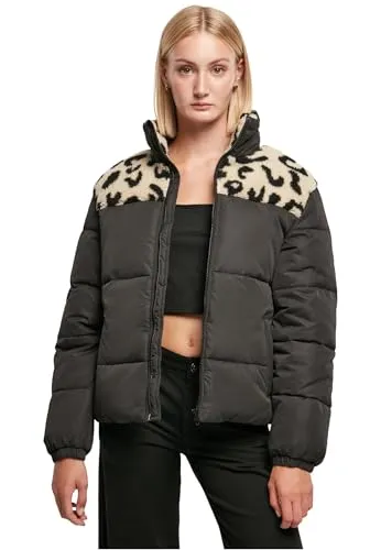 Urban Classics Damen AOP Sherpa Mixed Puffer Jacket - Funktionsjacke für Damen in oversize Passform, bietet Komfort und Stil mit einem lässigen Design und mehrfarbiger Optik, ideal für den Winter.